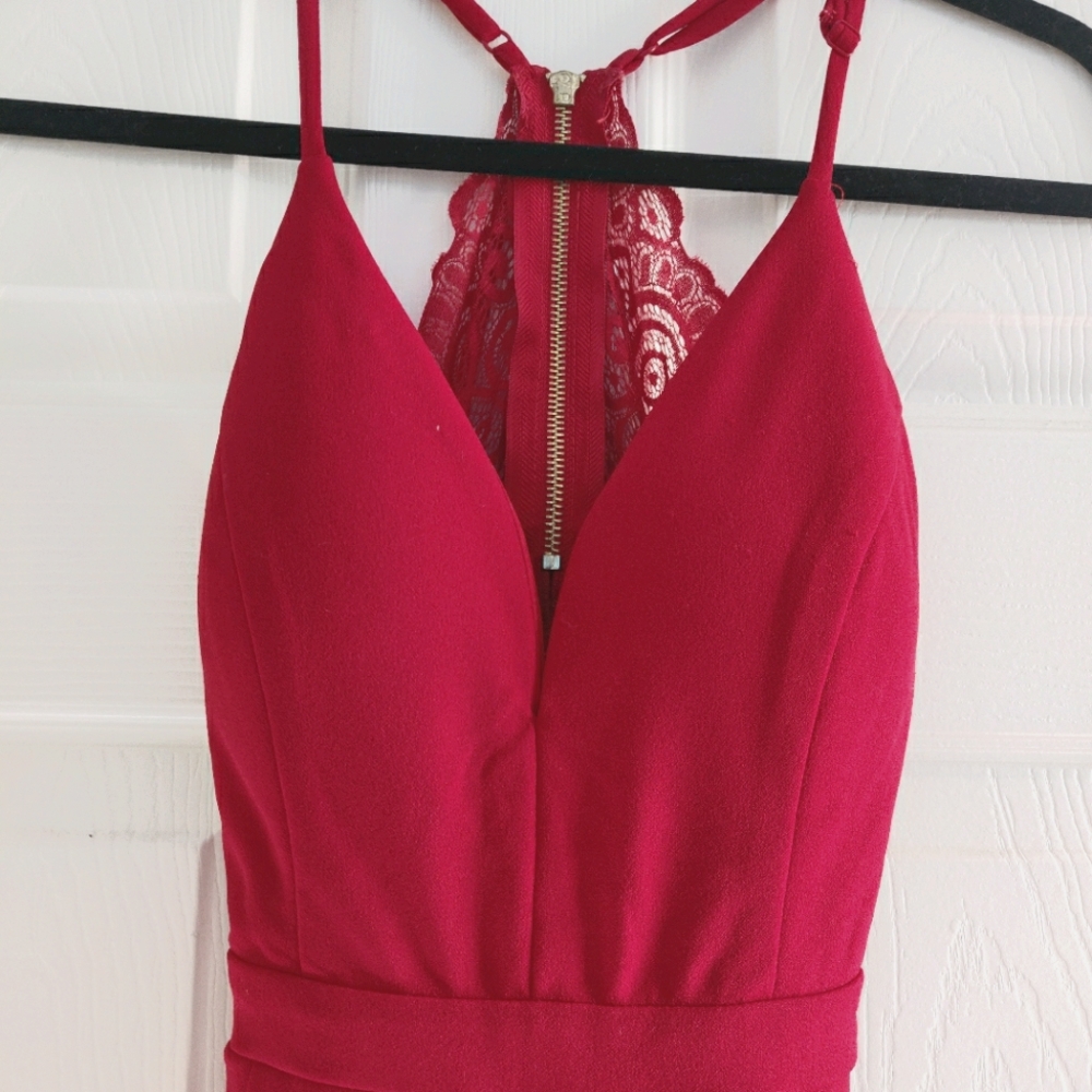 Red Lace V-Line JumpSuit